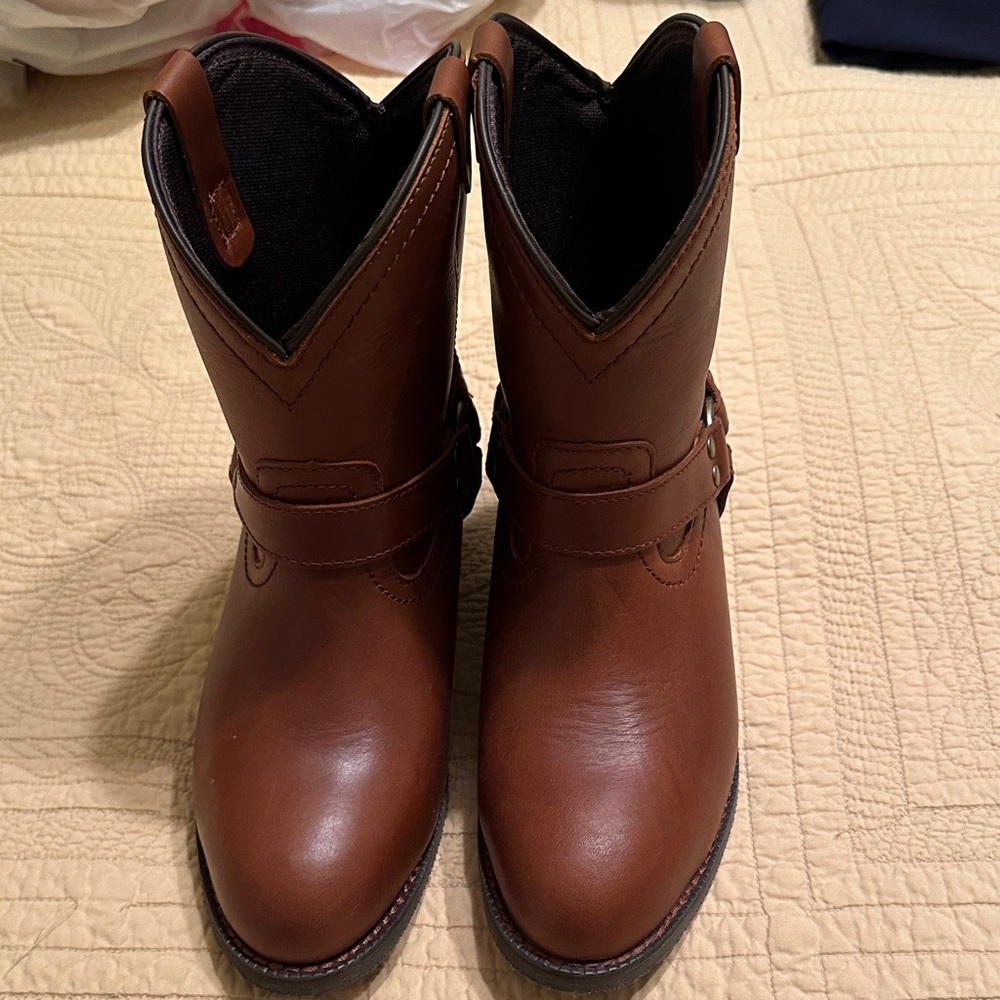 Size 8W Frye Brown Leather Upper Boots. NWOT. Never worn!!